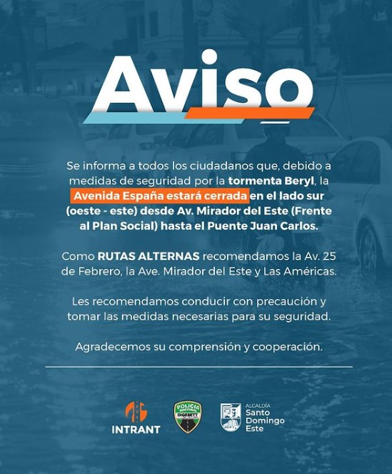 (VIDEO) Cierran la avenida España en lado sur debido al huracán Beryl