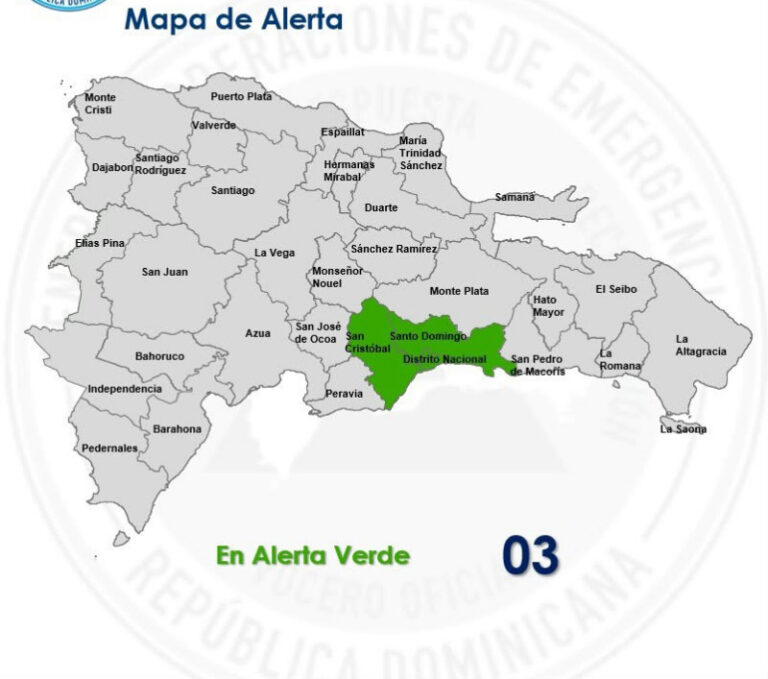 COE coloca al Gran Santo Domingo y San Cristóbal en alerta verde por lluvias