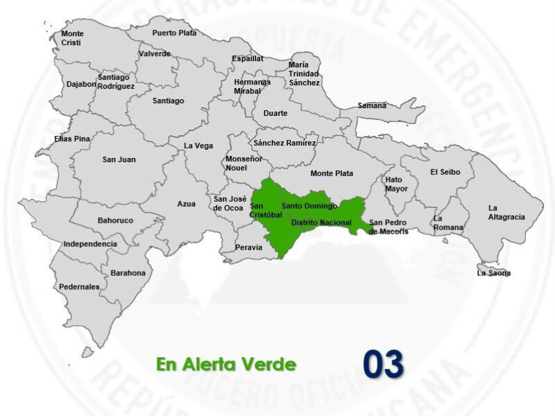 COE coloca al Gran Santo Domingo y San Cristóbal en alerta verde por lluvias
