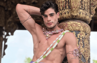 Bray Vargas desfila en el Mister Global 2026 y lleva la bandera dominicana a Tailandia