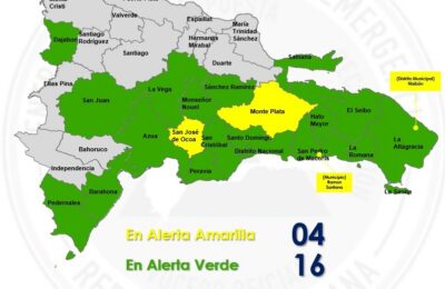 Indomet mantiene 4 provincias en alerta amarilla y 16 en verde