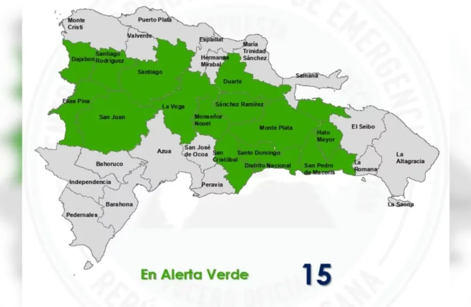 COE amplía alerta verde a 15 provincias por incidencia de vaguada