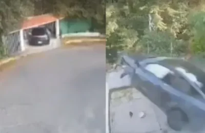 Auto pierde el control y sale volando en Mexico