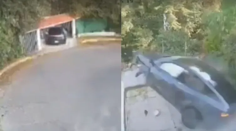 Auto pierde el control y sale volando en Mexico