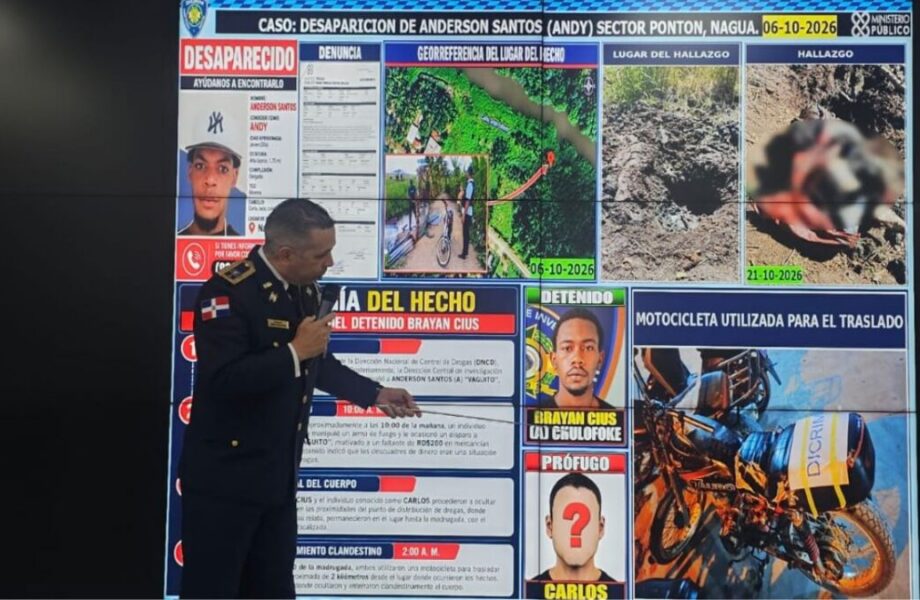 Policía encuentra enterrado el cuerpo de Anderson Santos en Nagua y busca a presunto implicado en su muerte